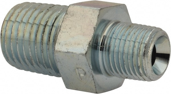Parker 1/2 X 3/8 FF-S Industrial Pipe Nipple: 1/2 x 3/8" Male Thread, MNPTF
