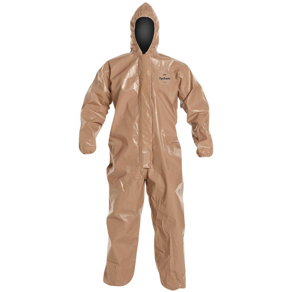 Dupont C3127TTNMD000600 Disposable Coveralls: Chemical, Liquid & Splash Protection, Size Medium, 4.4000 oz, Tychem 5000, Zipper & Stormflaps Closure
