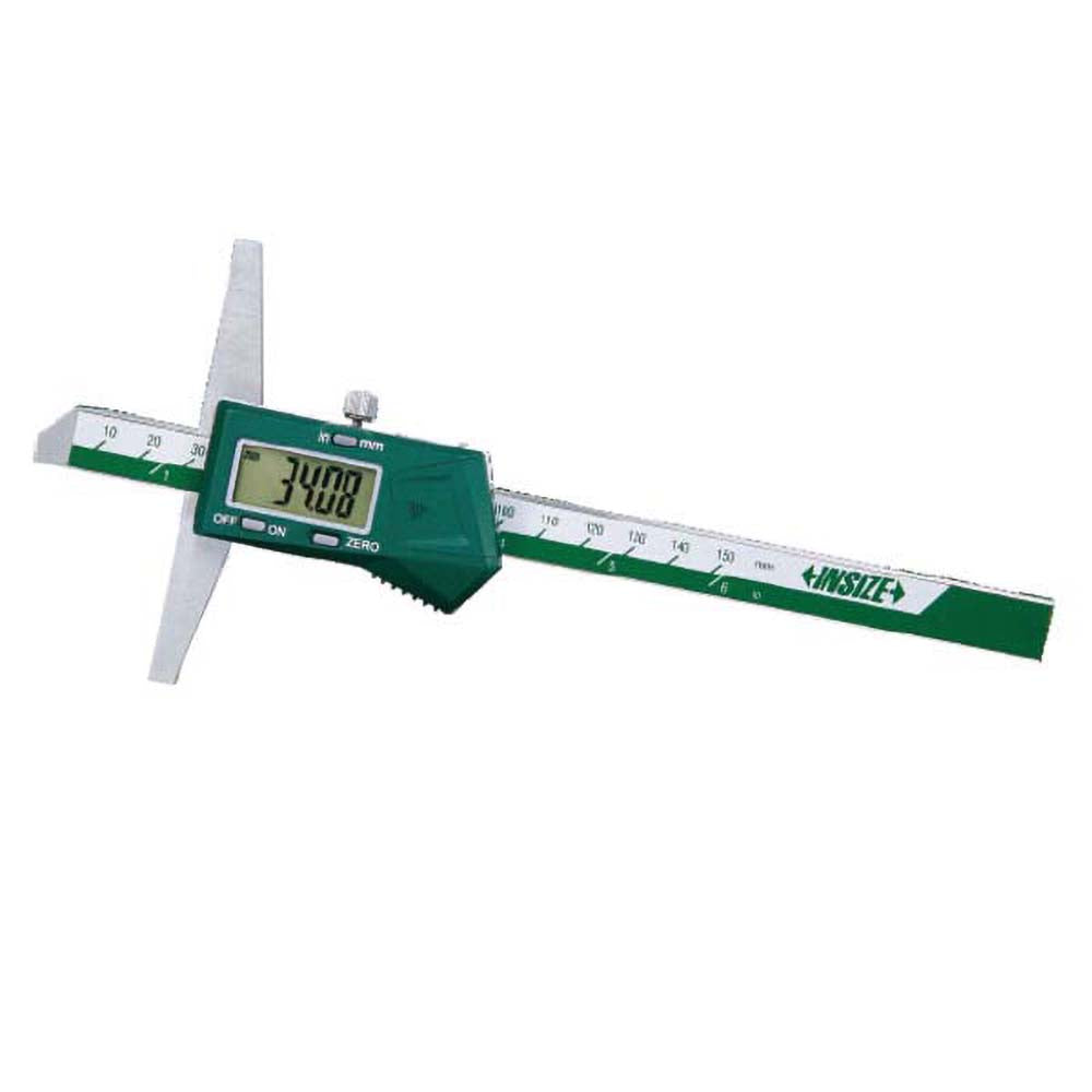 Insize USA LLC 1141-150A Electronic Depth Gages; Maximum Measurement (mm): 150.00; Resolution (Decimal Inch): 0.0005; Base Length (Inch): 3.9370; Data Output: Yes; Calibrated: Yes; Traceability Certification Included: None