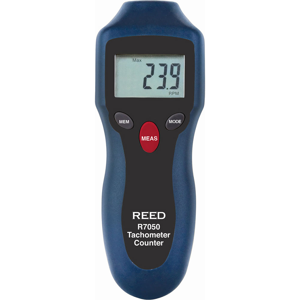 REED Instruments R7050 Tachometers; Type: Non-Contact; Minimum Measurement (RPM): 2.00; Maximum Measurement (RPM): 99999.00; Meter Length (mm): 160.00; Meter Length (Decimal Inch): 6.3000; Meter Width (mm): 58.00; Meter Width (Decimal Inch): 2.3000