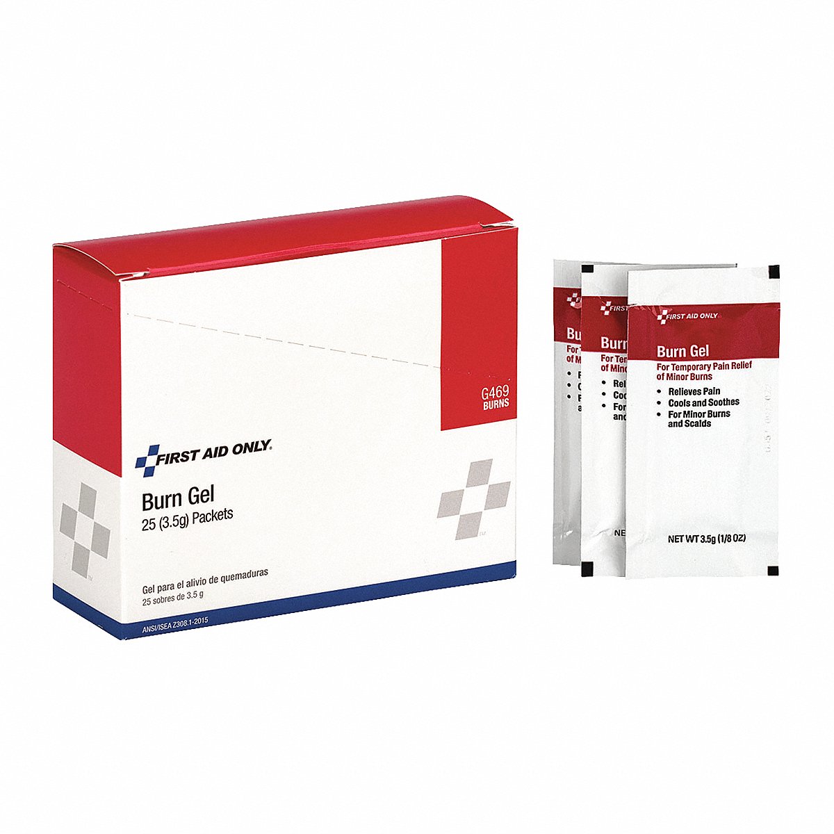 First Aid Only Topical Burn Gel, 0.123 Oz, Pk25 (G469)
