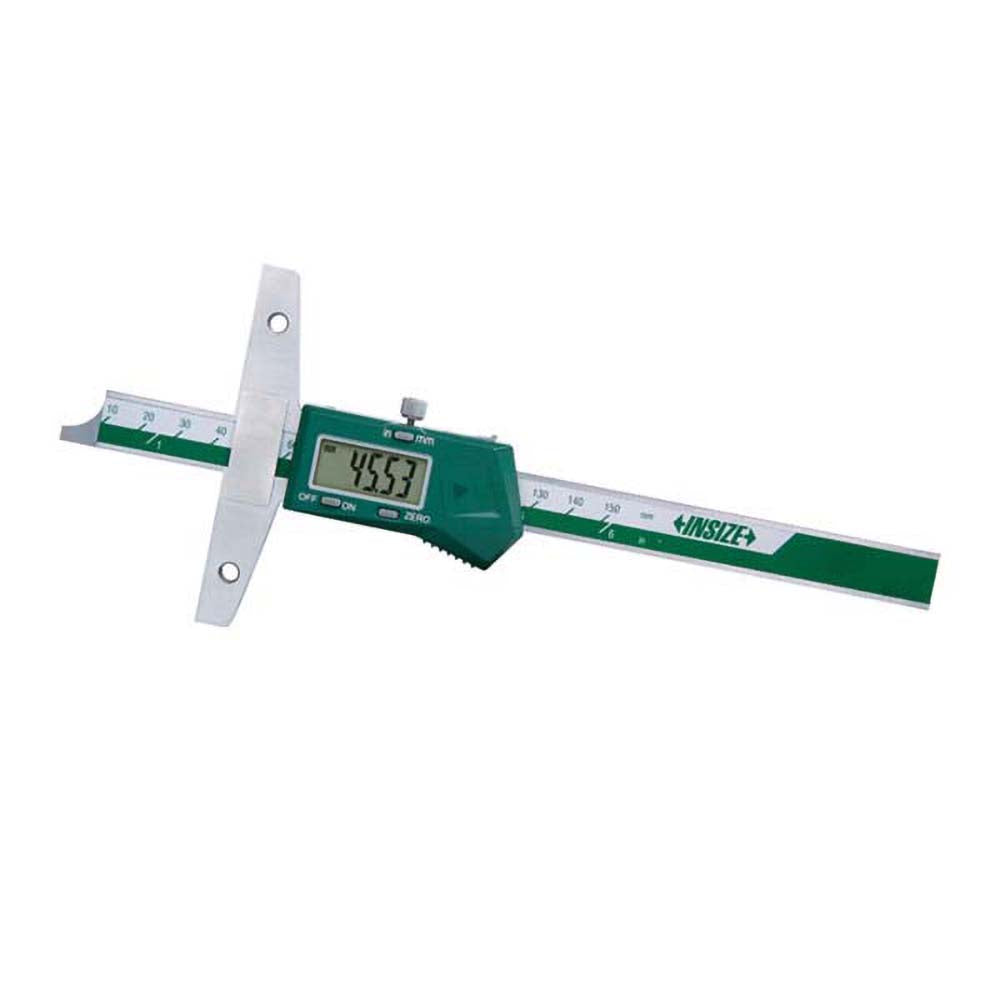 Insize USA LLC 1147-150 Electronic Depth Gages; Maximum Measurement (mm): 150.00; Resolution (Decimal Inch): 0.0005; Base Length (Inch): 3.9370; Data Output: Yes; Calibrated: Yes; Traceability Certification Included: None