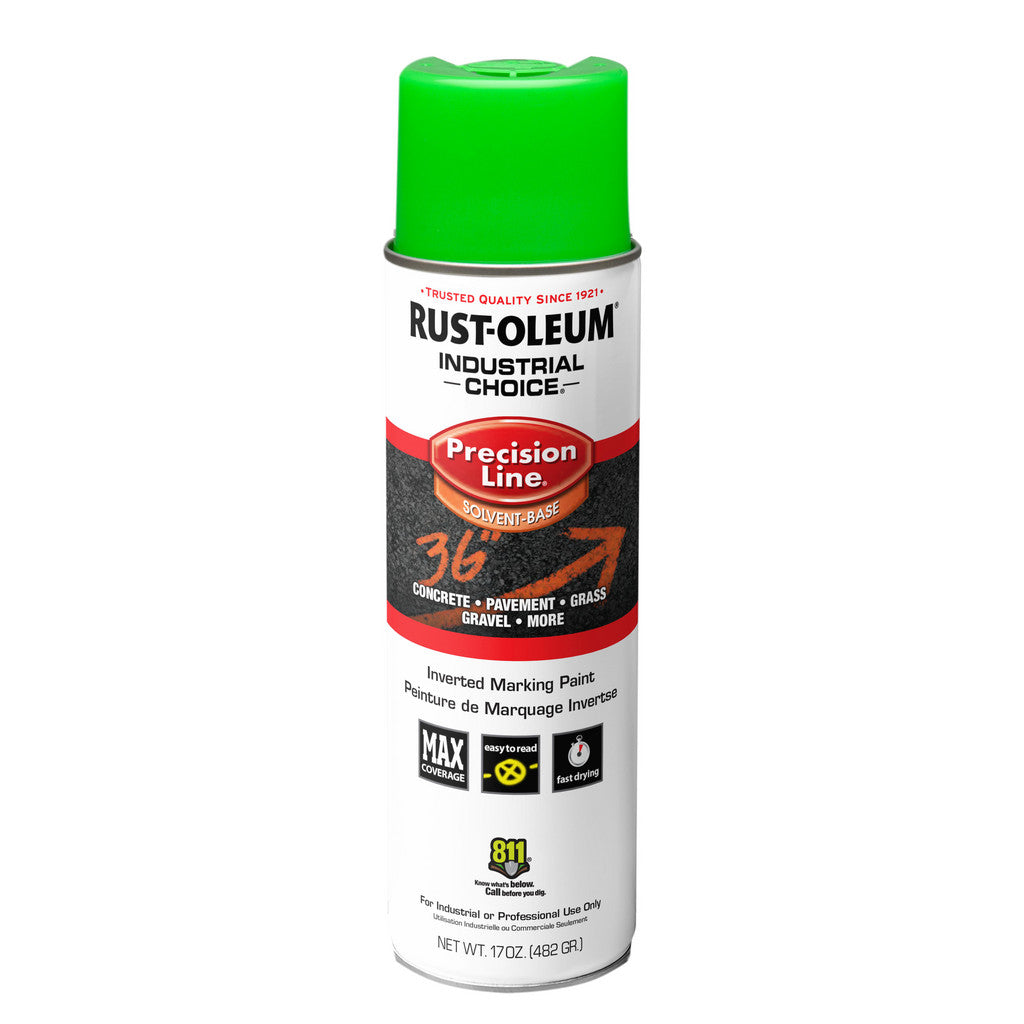 Rust-Oleum 203023V Industrial Choice M1600 Inverted Marking Spray Paint, Fluorescent Green, 17 oz