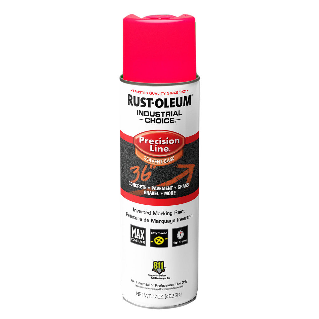 Rust-Oleum 1661838V Industrial Choice M1600 Inverted Marking Spray Paint, Fluorescent Pink, 17 oz