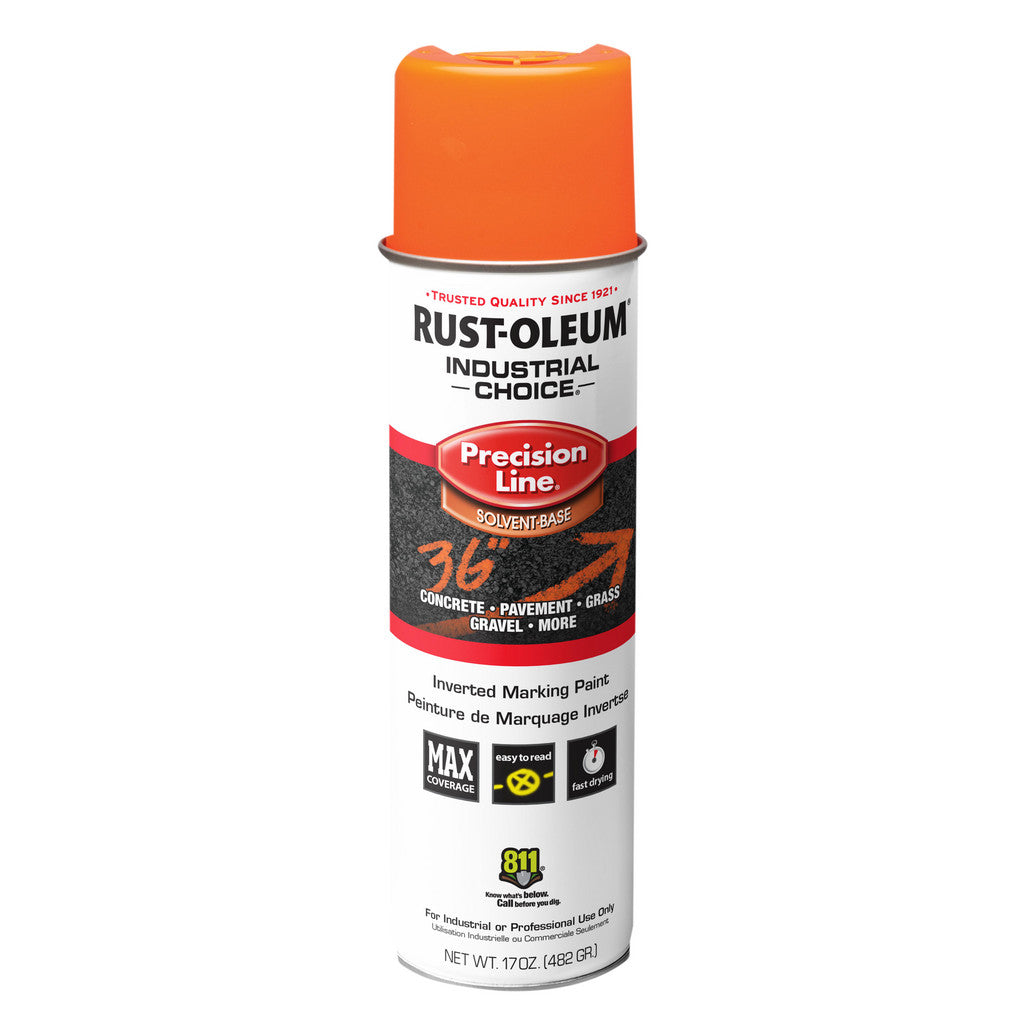 Rust-Oleum 203027V Industrial Choice M1600 Inverted Marking Spray Paint, Fluorescent Orange, 17 oz