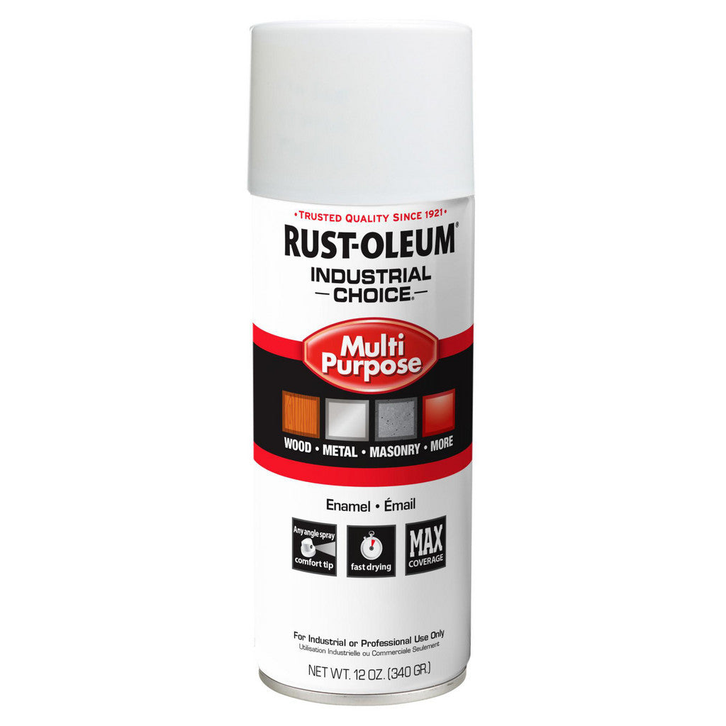 Rust-Oleum 1692830V Industrial Choice 1600 Multi-Purpose Enamel Spray Paint, White, Gloss, 12 oz