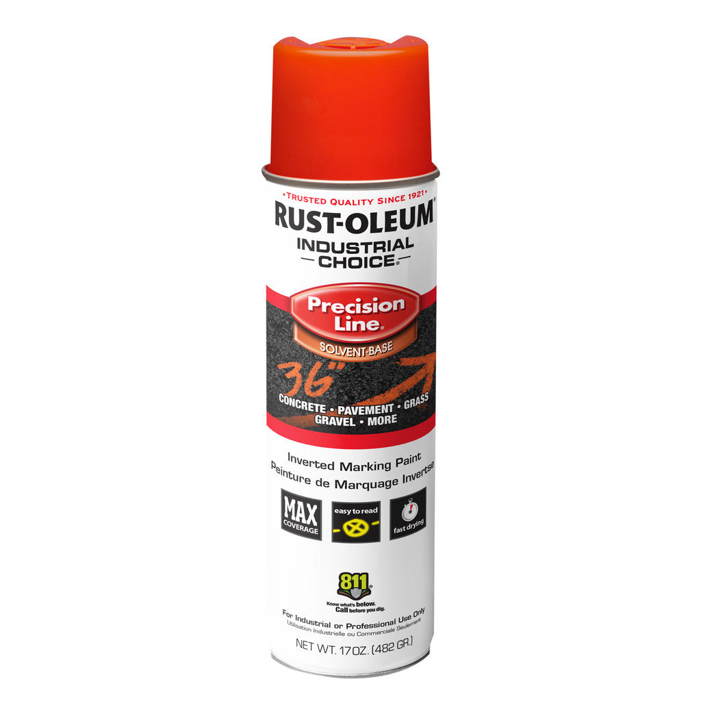 Rust-Oleum 203026V Industrial Choice M1600 Inverted Marking Spray Paint, Alert Orange, 17 oz