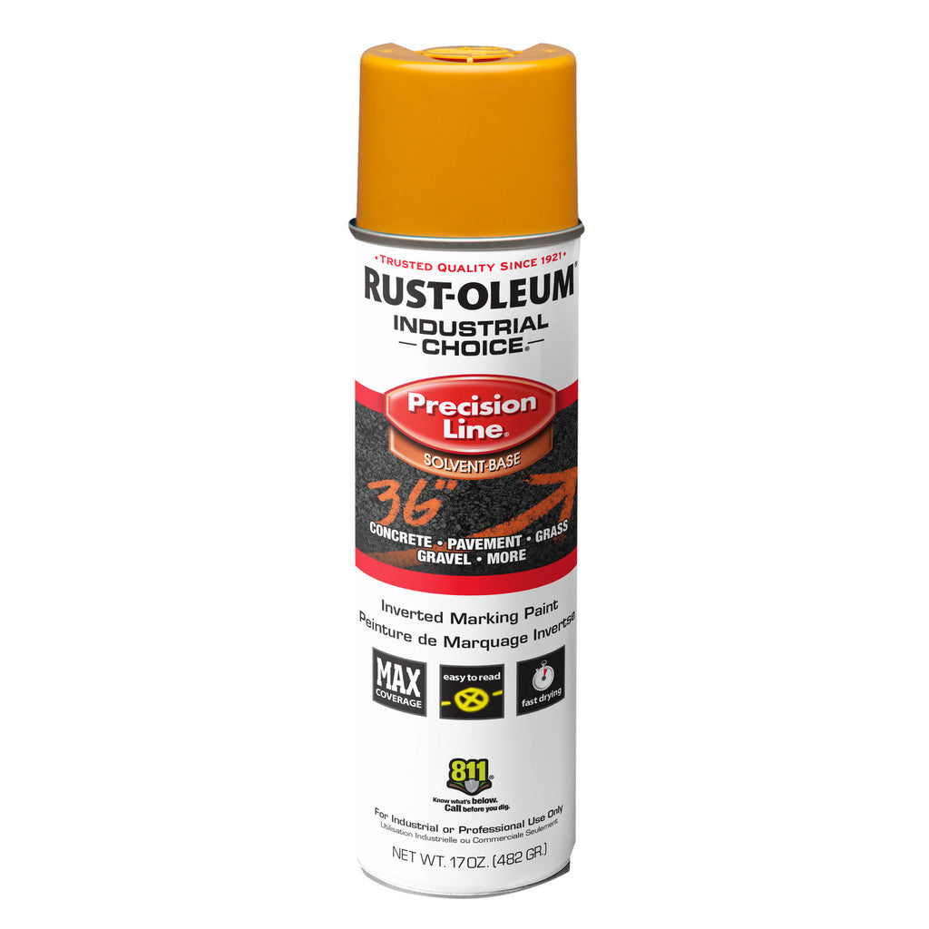 Rust-Oleum 203024V Industrial Choice M1600 Inverted Marking Spray Paint, Caution Yellow, 17 oz