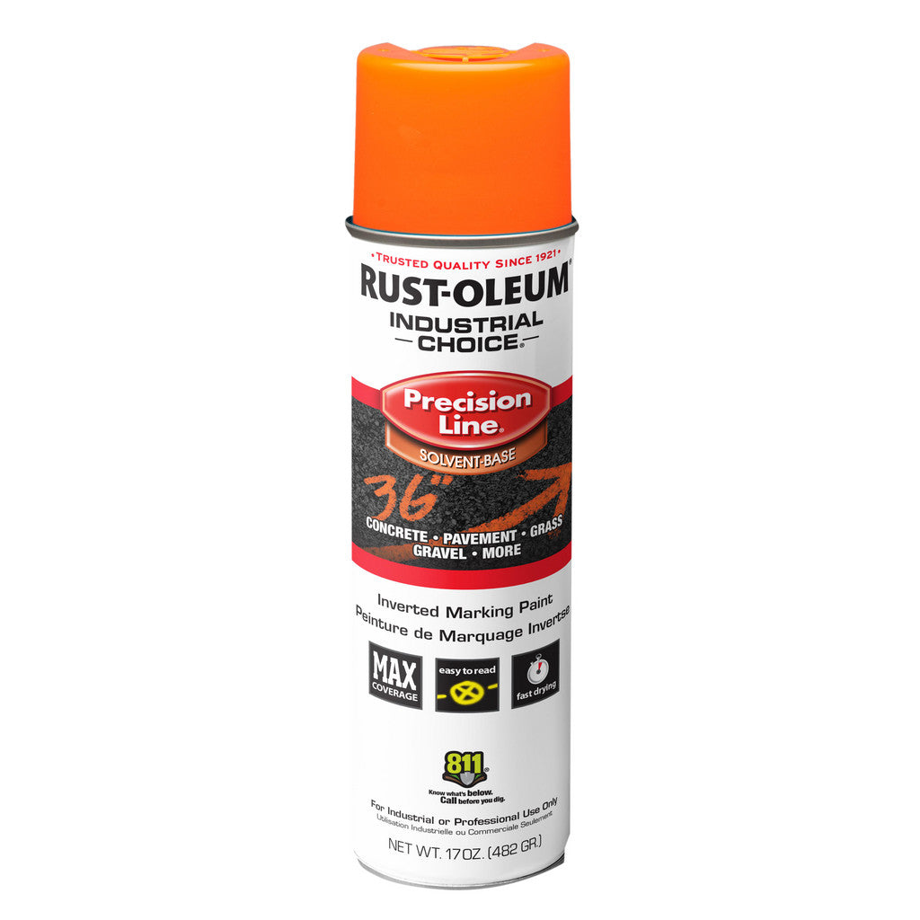 Rust-Oleum 201516V Industrial Choice M1600 Inverted Marking Spray Paint, APWA Orange, 17 oz