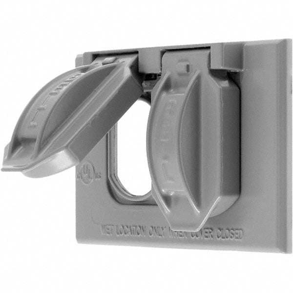 Hubbell Wiring Device-Kellems RW51810 Weatherproof Box Covers; Electrical Box Shape: Rectangle; Number Of Outlets: 1; Resistance Features: Weather-Resistant; Housing Material: Zinc; Overall Length: 4.5700 in; Recommended Environment: Wet Location