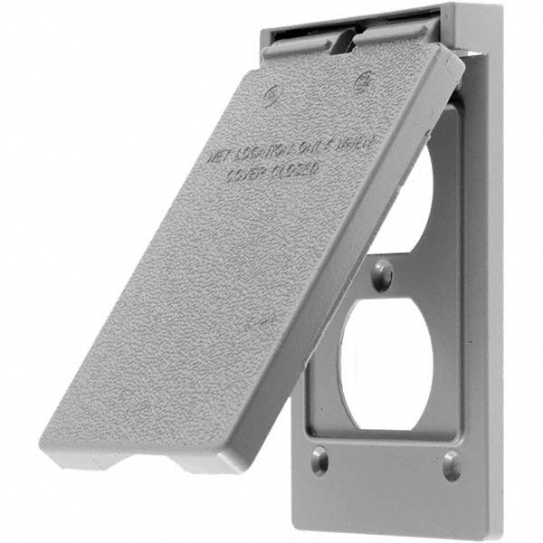 Hubbell Wiring Device-Kellems RW51470 Weatherproof Box Covers; Electrical Box Shape: Rectangle; Number Of Outlets: 1; Resistance Features: Weather-Resistant; Housing Material: Zinc; Overall Length: 4.5800 in; Recommended Environment: Wet Location