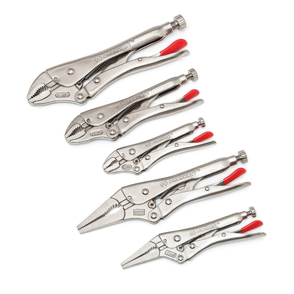 Crescent CLP5SETN-08 5 Pc Curved & Long Nose Locking Pliers Set