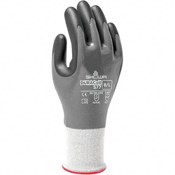 SHOWA 577M-07 Cut, Puncture & Abrasive-Resistant Gloves: Size M, ANSI Cut A3, ANSI Puncture 2, Nitrile, ATA & HPPE Blend