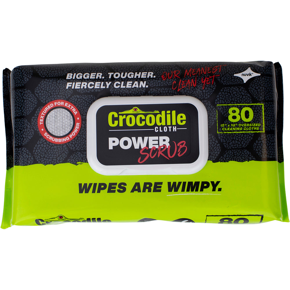 Crocodile Cloth PowerSCRUB Dual-Surface Cleaning Cloths, 15" x 10", 80/Pack - Heavy-Duty, Textured Scrub Side - 6500-080