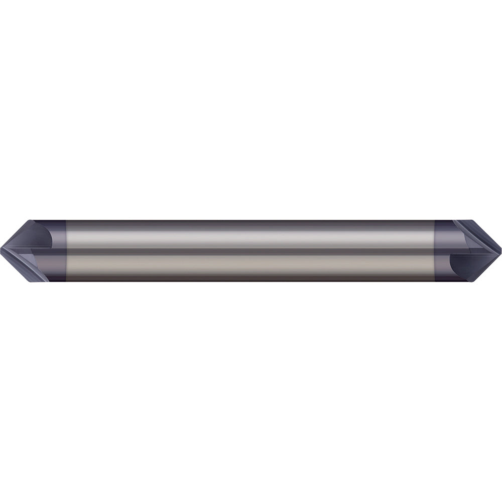 Micro 100 CS-250-120X Chamfer Mill: 1/4" Dia, 1/4" Shank Dia, 120 deg, 6 Flute, Solid Carbide, Double End
