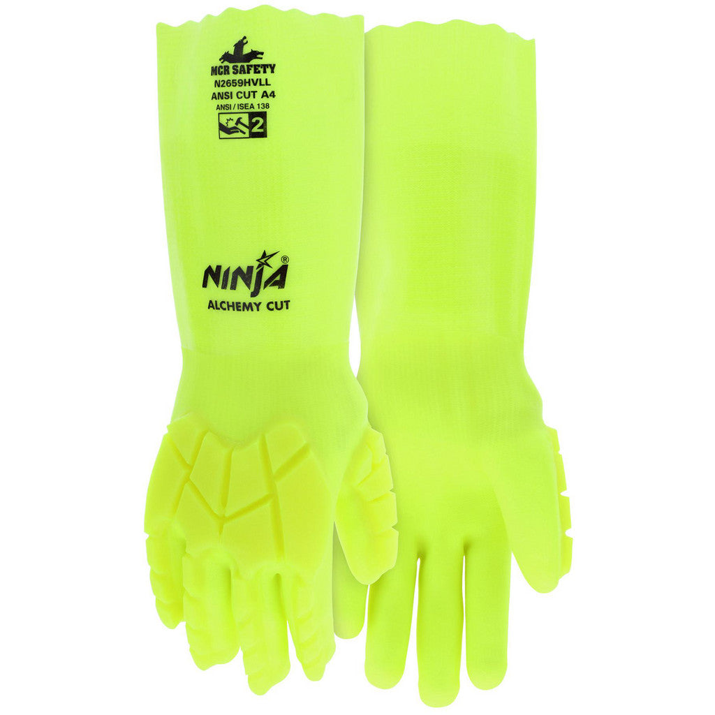 MCR Safety N2659HVLXXL Cut, Puncture & Abrasion-Resistant Gloves: Ninja N2659HVL, Cut A4, Puncture 3, Abrasion 6, 15 ga, Size 2X-Large, 14" Long