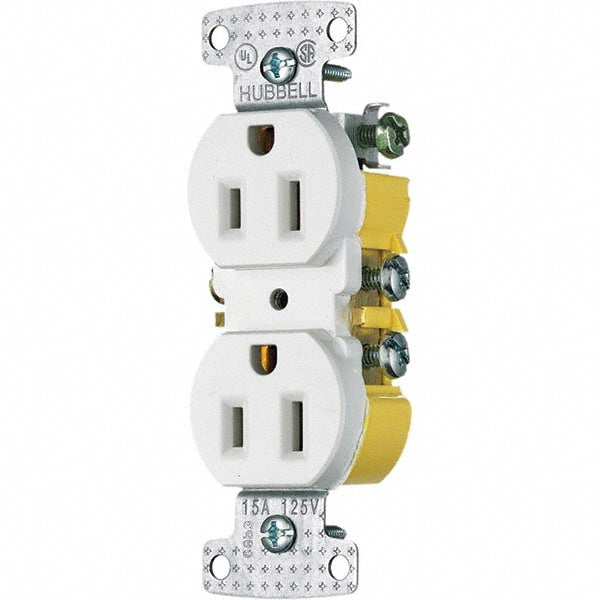 Hubbell Wiring Device-Kellems RR15W Straight Blade Duplex Receptacle: NEMA 5-15R, 15 Amps, Grounded (Pack of 10)