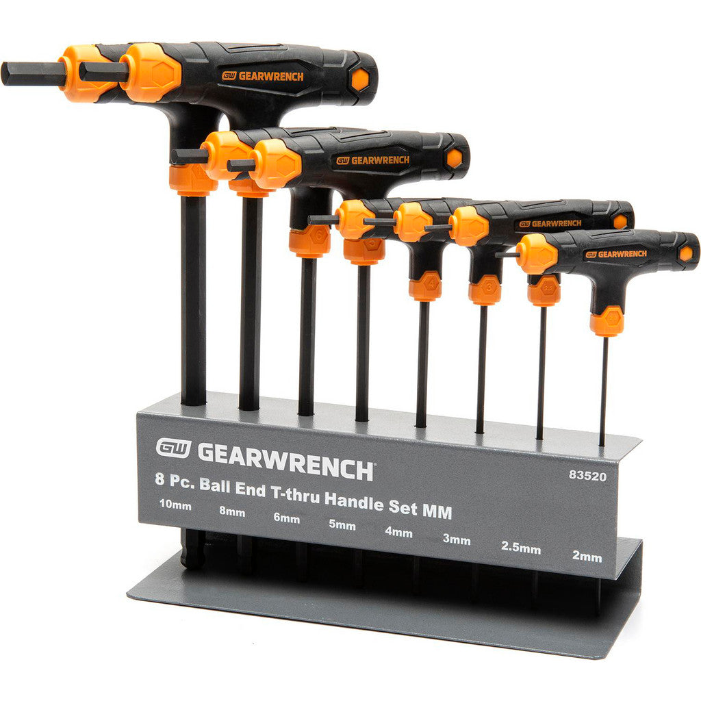GEARWRENCH 83520 Hex Key Sets; Tool Type: Hex; Handle Type: T-Handle; Measurement Type: Metric; Hex Size Range (mm): 2 - 10; UNSPSC Code: 27111710