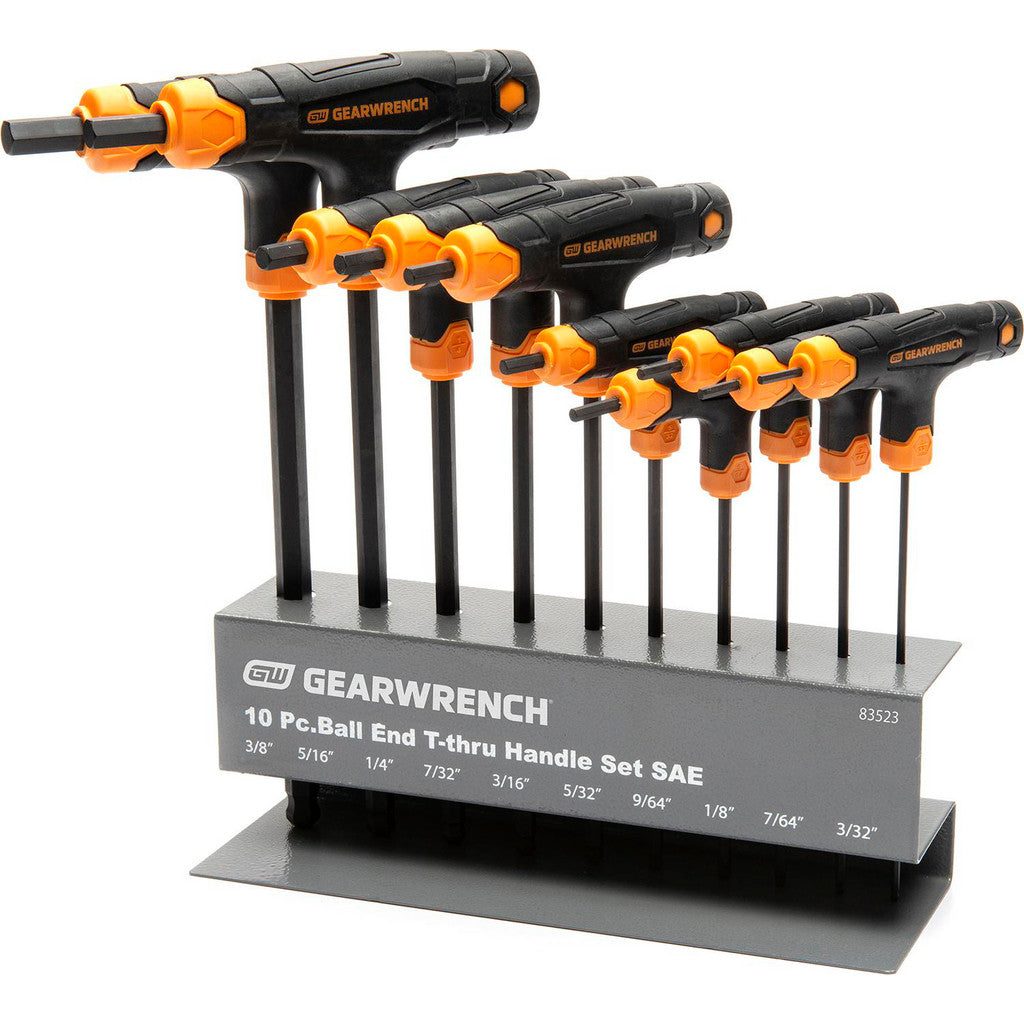 GEARWRENCH 83523 Hex Key Sets; Tool Type: Hex; Handle Type: T-Handle; Measurement Type: SAE; Hex Size Range (Inch): 3/32 - 3/8; UNSPSC Code: 27111710
