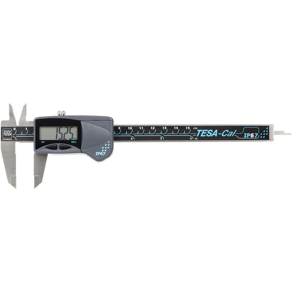 TESA Brown & Sharpe 530140 Electronic Caliper: 150.00 mm/6", ±0.0100 mm/±0.0005" Resolution, ±0.02 mm/±0.0010" Accuracy, Stainless Steel Jaws