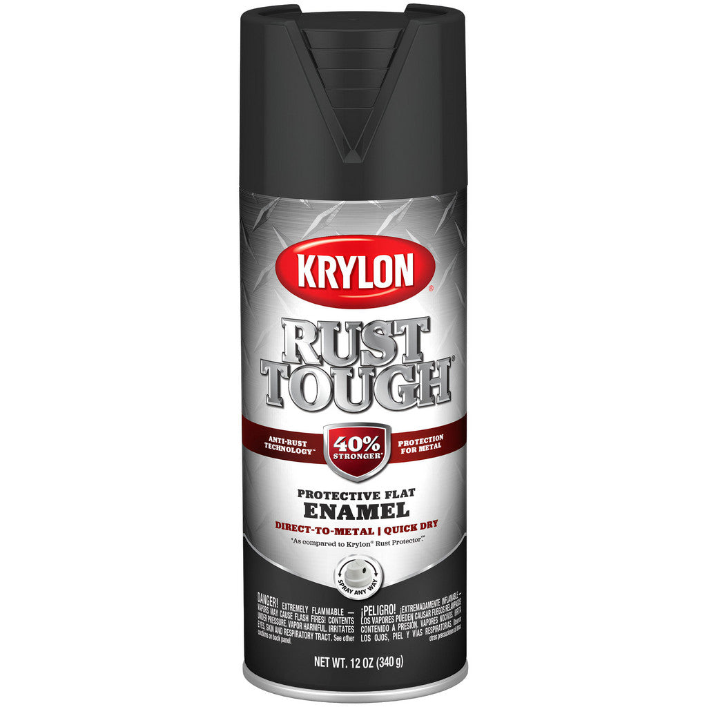 Krylon K09218008 Rust Tough Rust Preventive Enamel, Flat, Black, 12 oz
