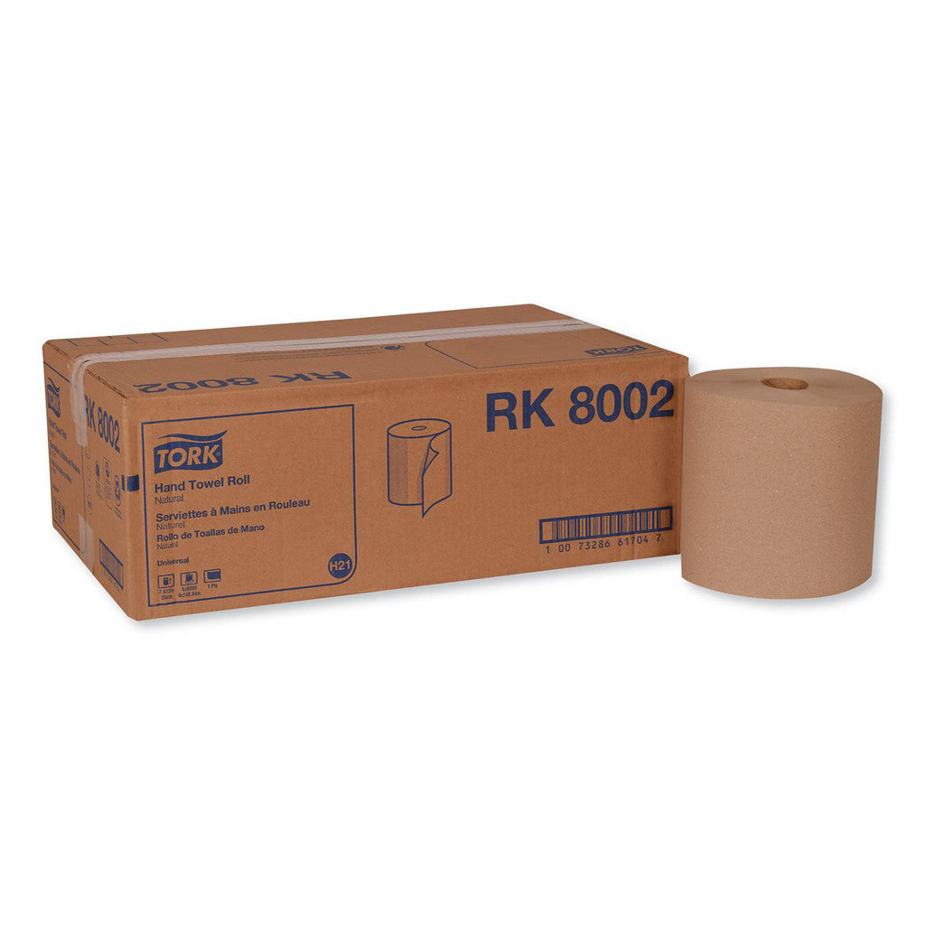 Tork RK8002 Paper Towels: Hard Roll, Roll, 1 Ply, Recycled Fiber, Natural