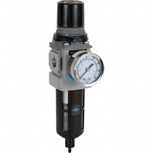 Wilkerson B18-04-FKG0B FRL Combination Unit: 1/2 NPT, Compact, 1 Pc Filter/Regulator with Pressure Gauge