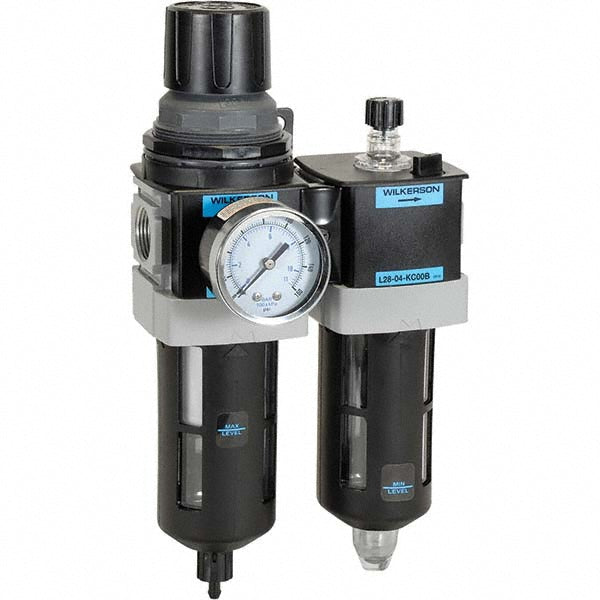 Wilkerson D28-06-FKG0B FRL Combination Unit: 3/4 NPT, Standard, 2 Pc Filter/Regulator-Lubricator with Pressure Gauge