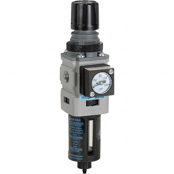 Wilkerson B08-02-FKG0B FRL Combination Unit: 1/4 NPT, Miniature, 1 Pc Filter/Regulator with Pressure Gauge