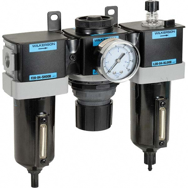Wilkerson C28-06-FKG0B FRL Combination Unit: 3/4 NPT, Standard, 3 Pc Filter-Regulator-Lubricator with Pressure Gauge