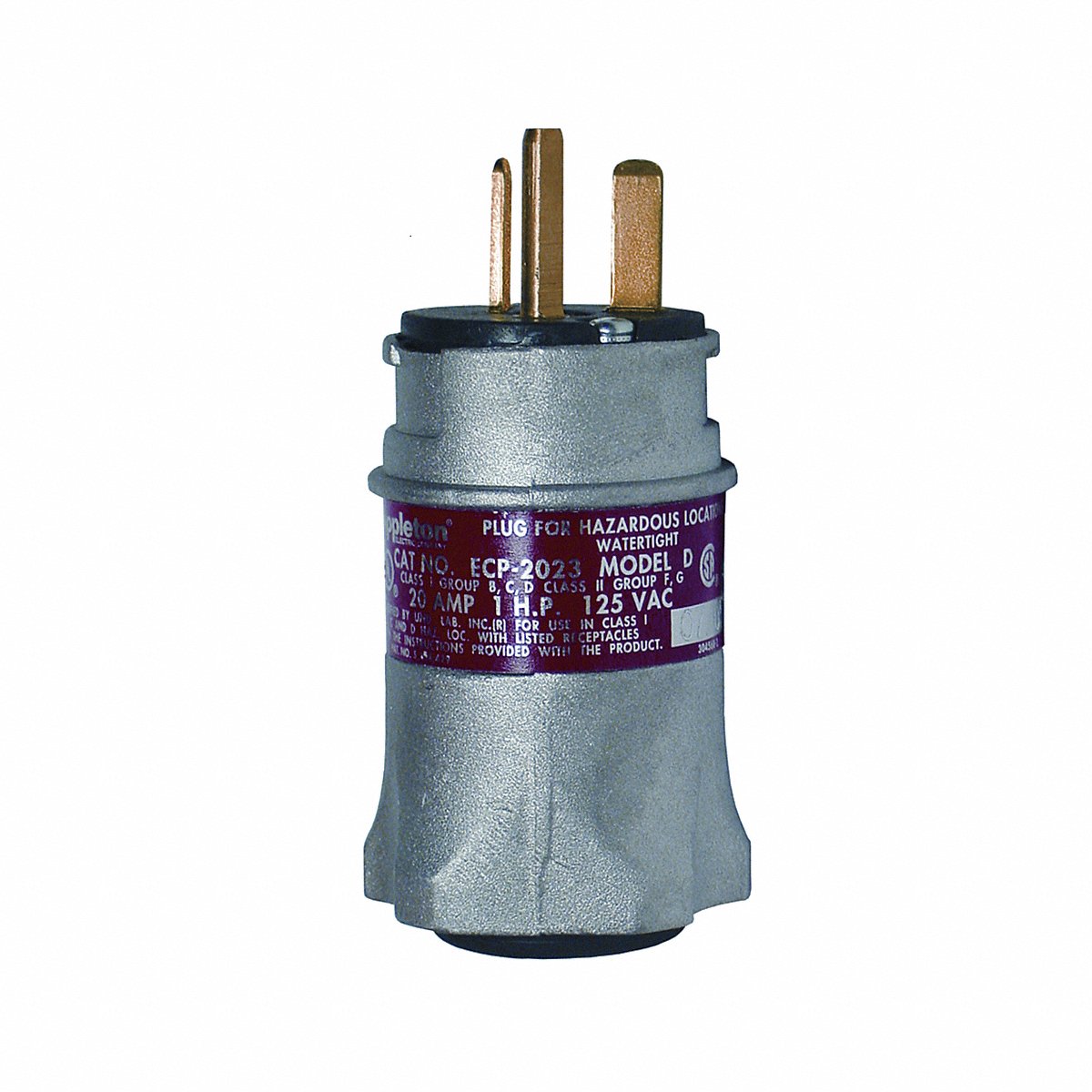 Appleton Electric Plug, Gray, 20 A, Stnd, 5-15R; 5-20R; 6-20R (ECP-2023)