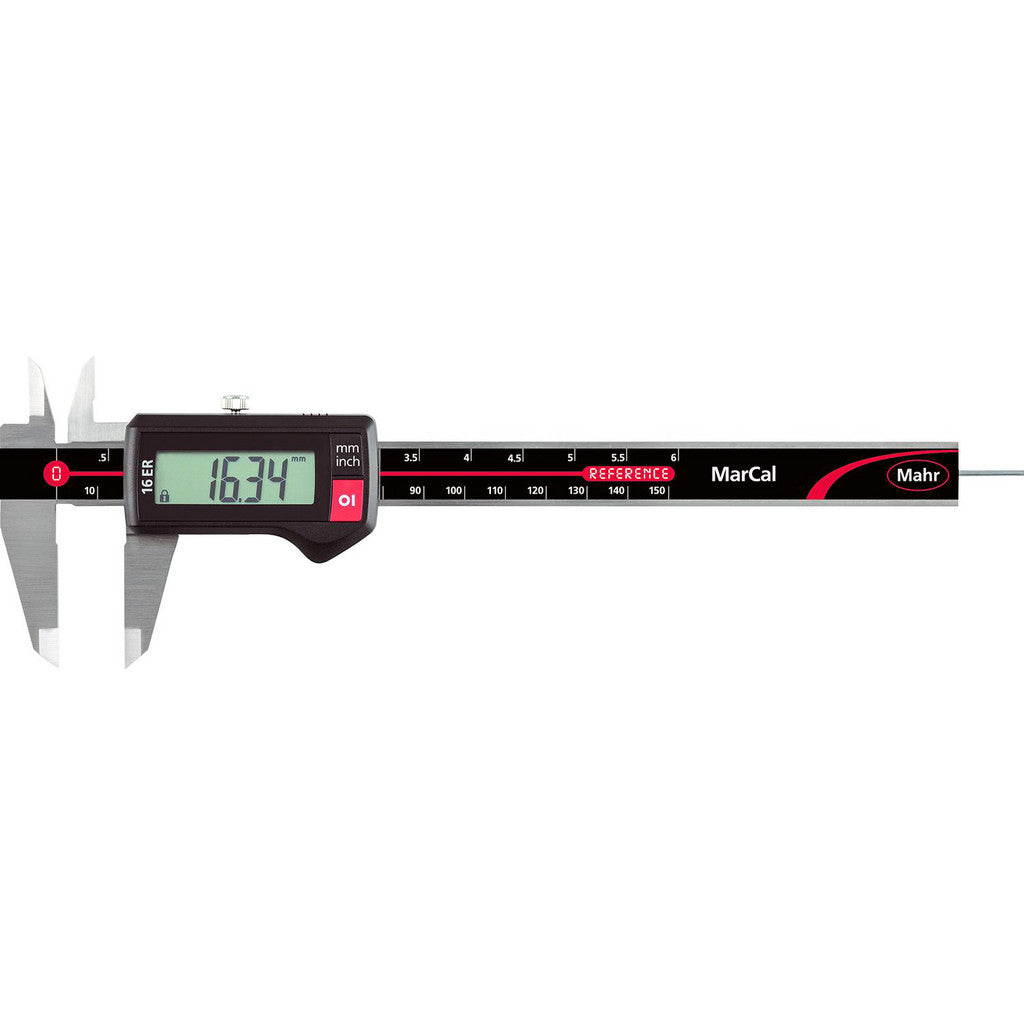 Mahr 4103013 Electronic Caliper: 150.00 mm/6", ±0.0100 mm/±0.0005" Resolution, ±0.03 mm/±0.0010" Accuracy, Stainless Steel Jaws