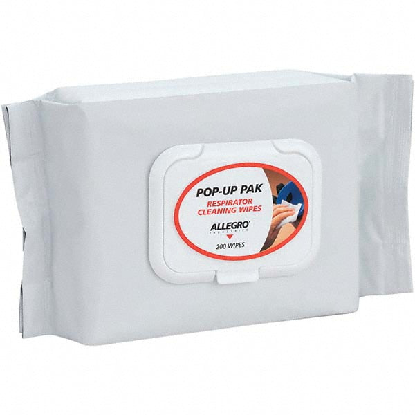 Allegro 1001-200PU Facepiece Alcohol Wipe: Non-Woven Cloth, White, Use with Rubber Respirator Facepieces