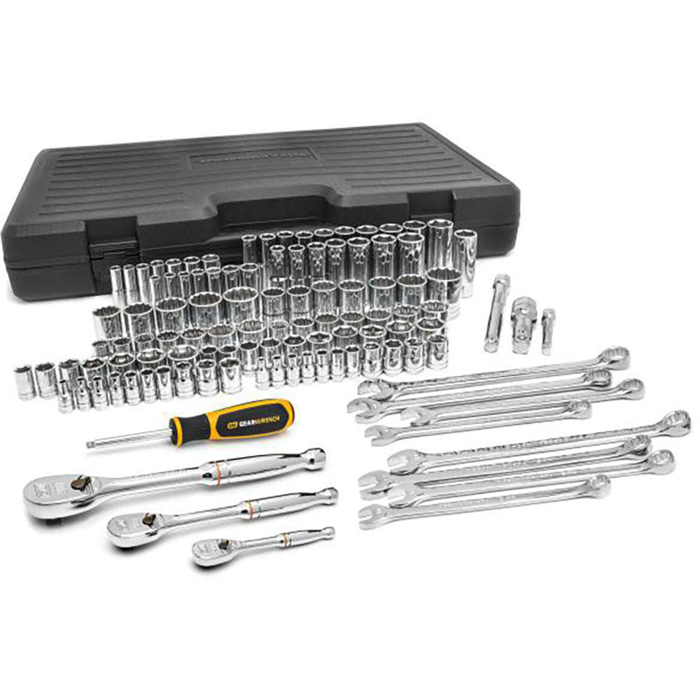 GEARWRENCH 89058 110 Pc, 1/4", 3/8" & 1/2" Drive, 6 & 12-Point, Standard & Deep, SAE & Metric Mechanics Tool Set