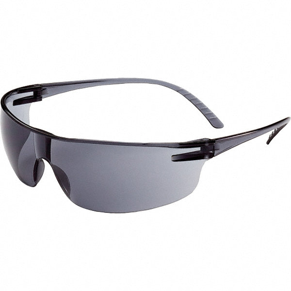 Uvex SVP202 Safety Glasses: Scratch-Resistant, Polycarbonate, Gray Lenses, Frameless