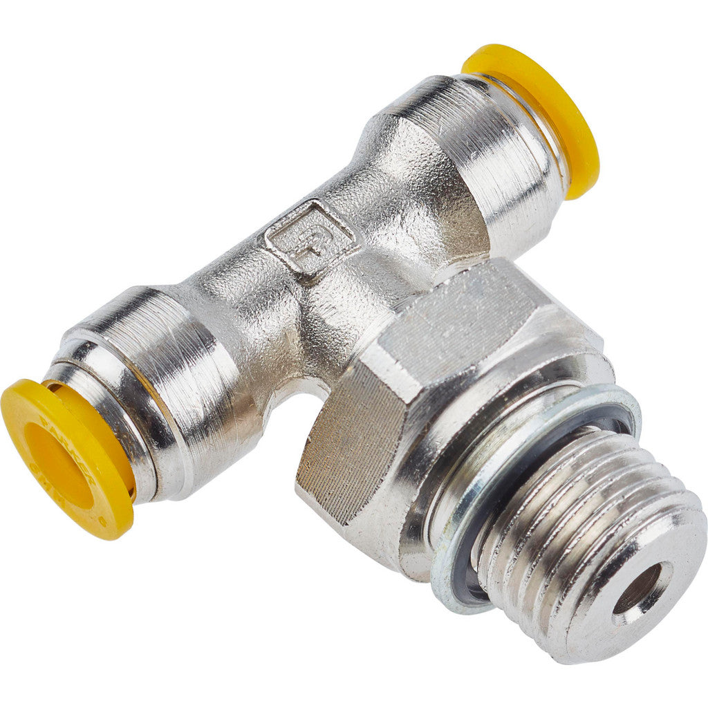 Parker 172PLP-6M-2G Push-to-Connect x Male BSPP Male Swivel Branch Tee: 1/8 BSPP, 6 mm Tube OD