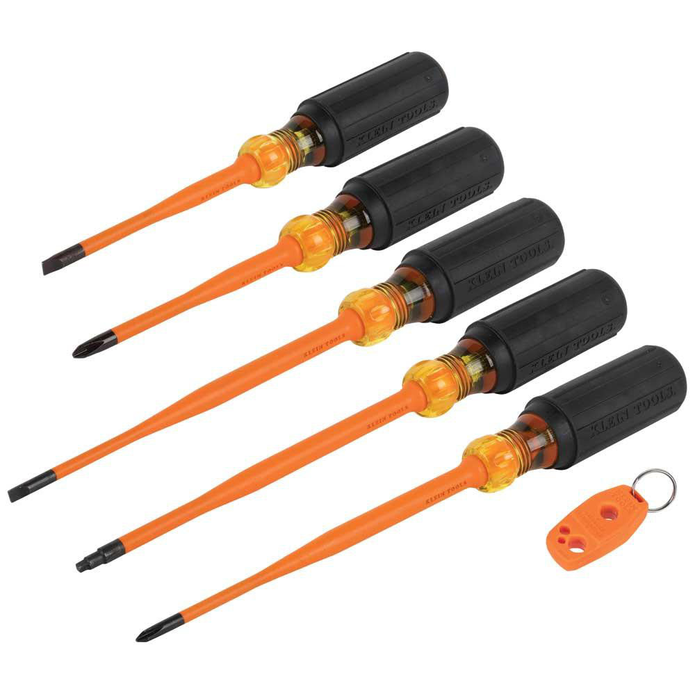 Klein Tools 33736INS Screwdriver Sets; Screwdriver Types Included: Cabinet; Phillips; Square; Number Of Pieces: 6; Insulated: Yes; Features: Slim Profile Tips; Magnetizer