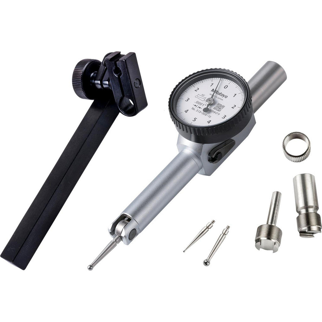 Mitutoyo 513-504-10T Dial Test Indicator: 0.0100" Max, 0-5-0 Dial Reading, 0.000200" Accuracy