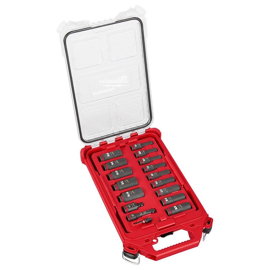 Milwaukee Tool 49-66-6800 17 Pc. SHOCKWAVE Impact Duty Socket 3/8" Drive SAE Set with PACKOUT