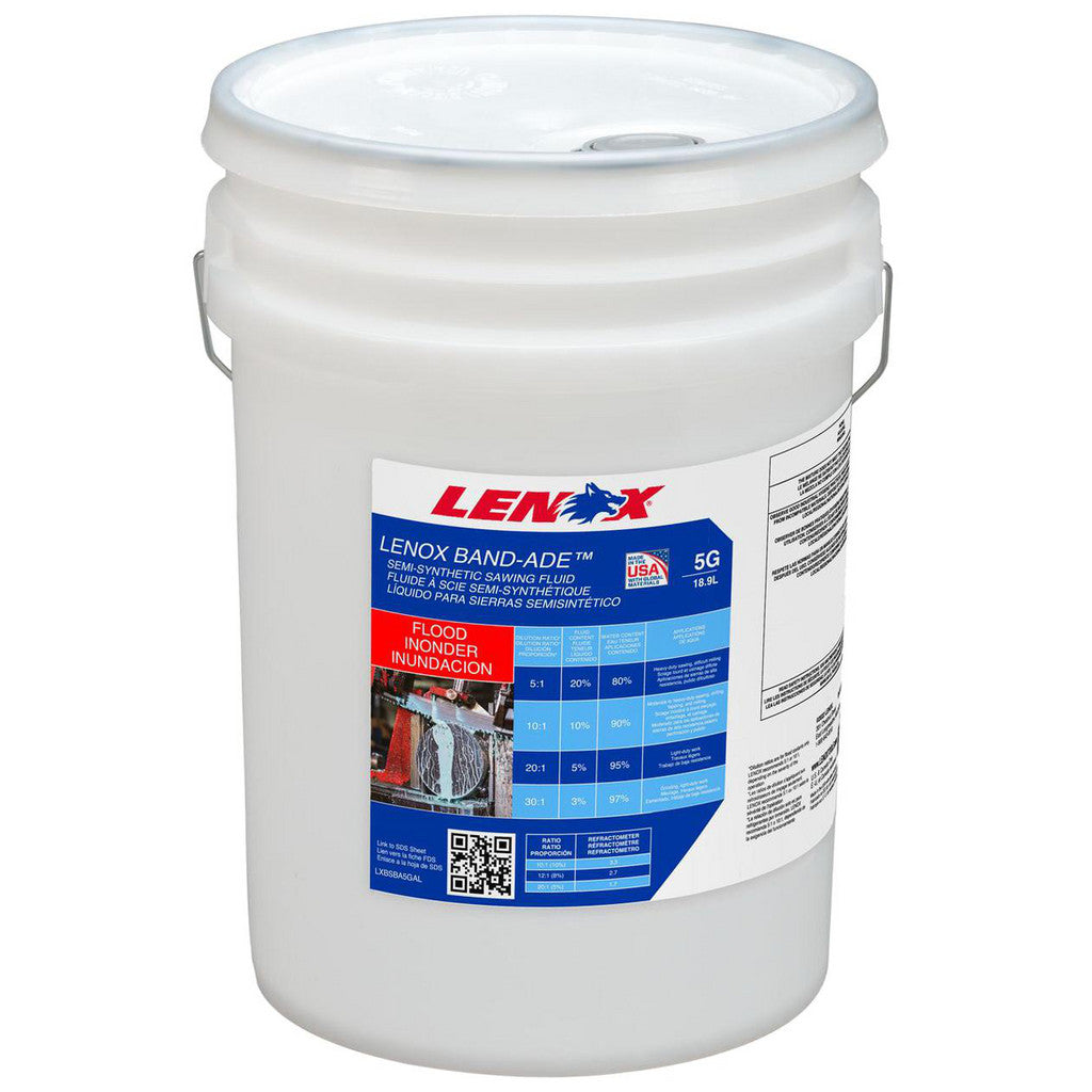 Lenox LXBSBA5GAL Sawing Fluid: Lenox Band-Ade, Semi-Synthetic, 5 gal Pail