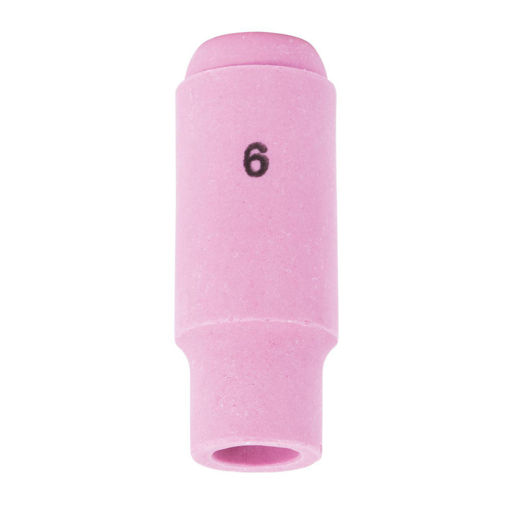 Lincoln Electric KP4756-6 TIG Torch Nozzles; Nozzle Size: #6; Overall Diameter: Standard; Material: Alumina; Orifice Opening: 10.0 mm; For Use With: PTA-17; PTA-26; PTW-18; Standards: 10N48