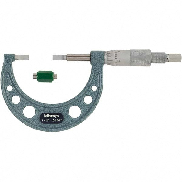 Mitutoyo 122-126-10CAL Blade Micrometer: Mechanical, 1 to 2"