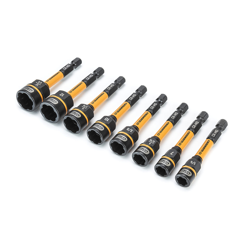 GEARWRENCH 86170 Nut Extractor Power Bit Set: 8 Pc, 1/4" Drive, 1/4 to 3/8" & 7 to 13 mm Hex