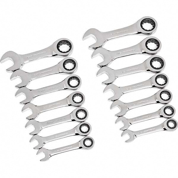 GEARWRENCH 85206 Combination Wrench Set: 14 Pc, 1/2 to 9/16" Wrench, Inch & Metric