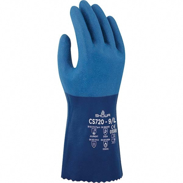 SHOWA CS720XL-10 Chemical Resistant Gloves: SHOWA Size X-Large, 8.00 mil, Nitrile, Unsupported