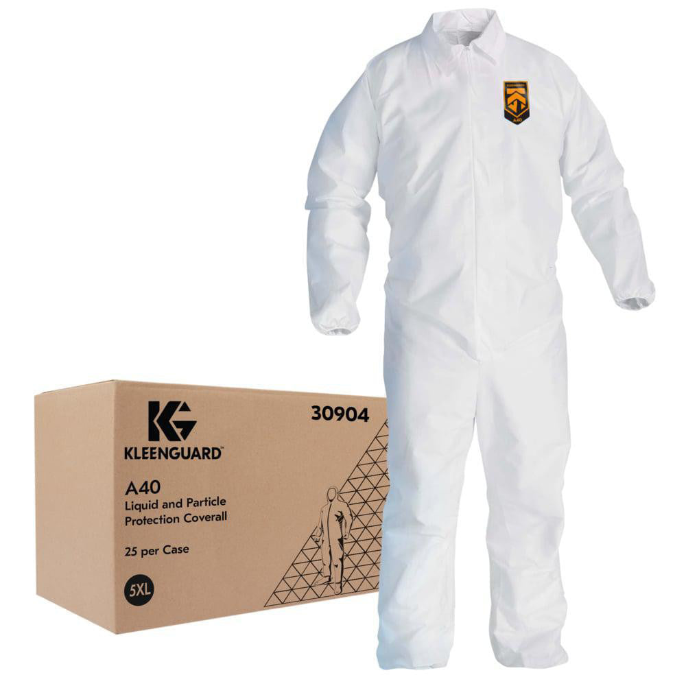 KleenGuard 30904 Disposable Coveralls: Liquid & Particle Protection, Size 5X-Large, Microporous Film A40