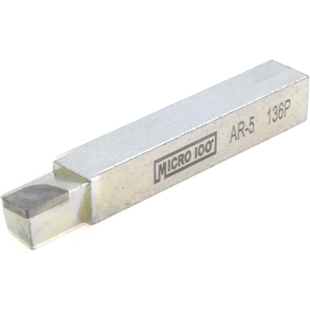 Micro 100 Single Point Tool Bit: AR-5, 5/16" Shank Width, 5/16" Shank Height, Solid Carbide Tip, Right Hand