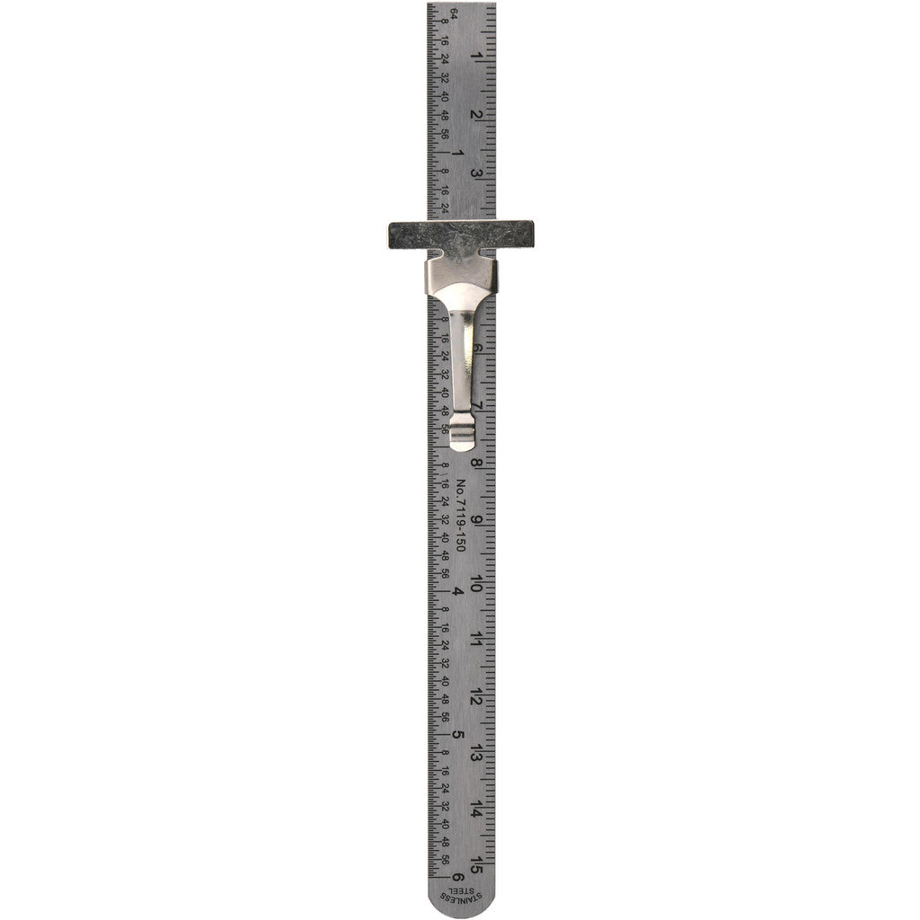 Insize USA LLC 7119-150 Steel Rule: Inch & Metric Graduation, Rigid, 15/32" OAW