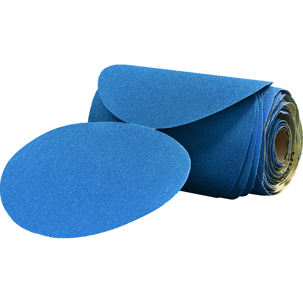 3M 7100215729 6" Dia PSA Disc Roll: 320 Grit, Ceramic Aluminum Oxide