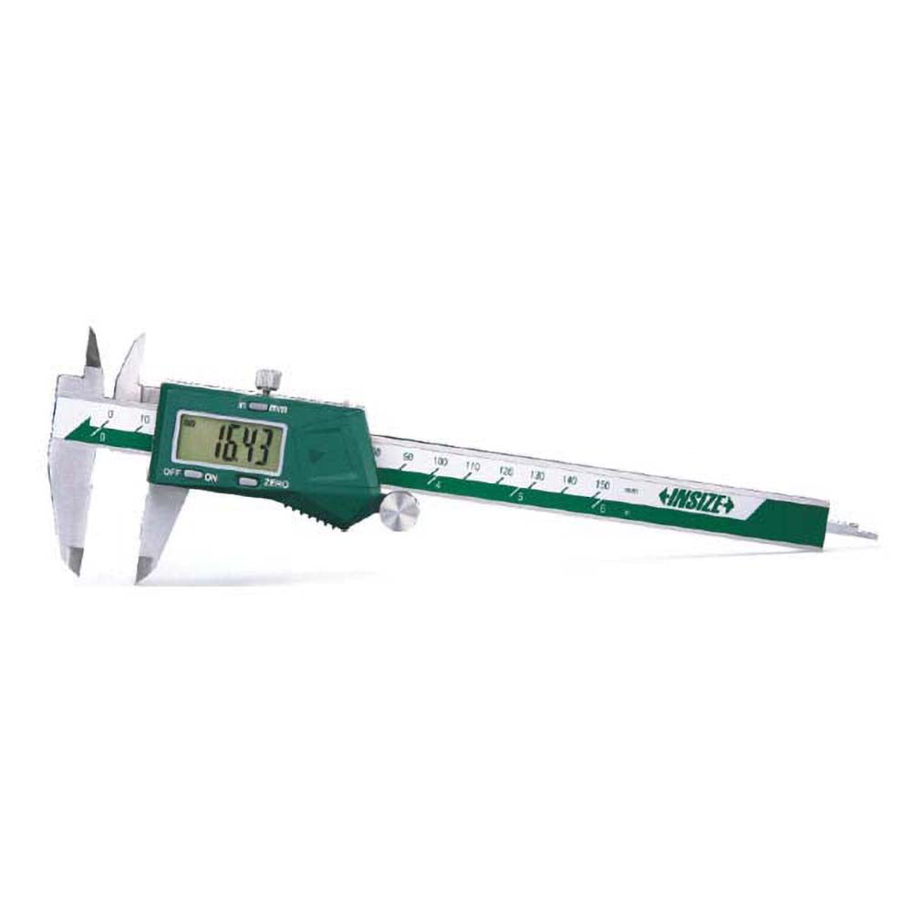 Insize USA LLC 1108-300 Electronic Caliper: 300.00 mm/12", ±0.0100 mm/±0.0005" Resolution, ±0.03 mm/±0.0015" Accuracy, Data Output, Stainless Steel Jaws